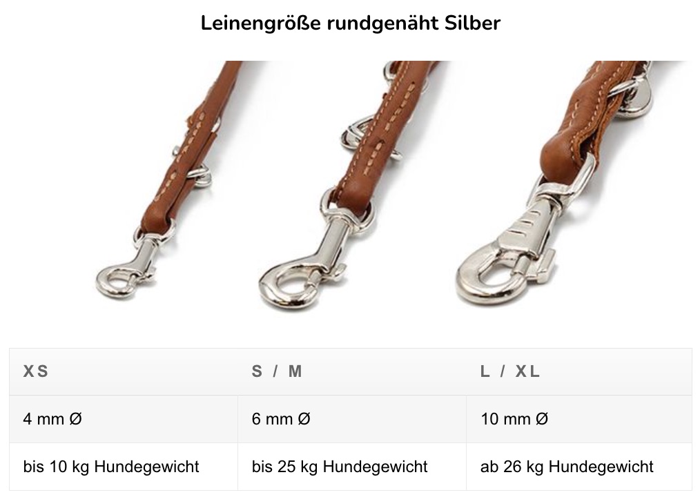 Maul Lederwaren_Lederleine Rundgenäht verchromt