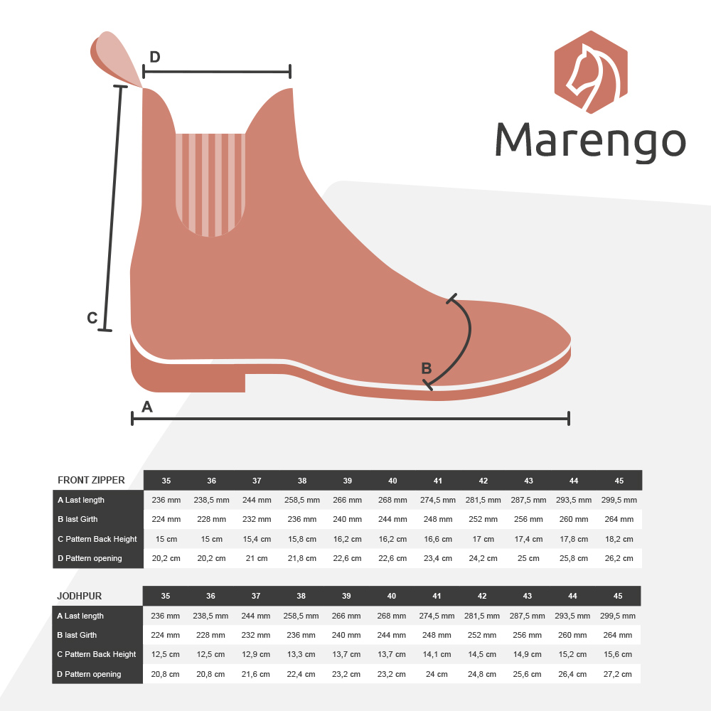 Grössentabelle Marengo Stiefeletten