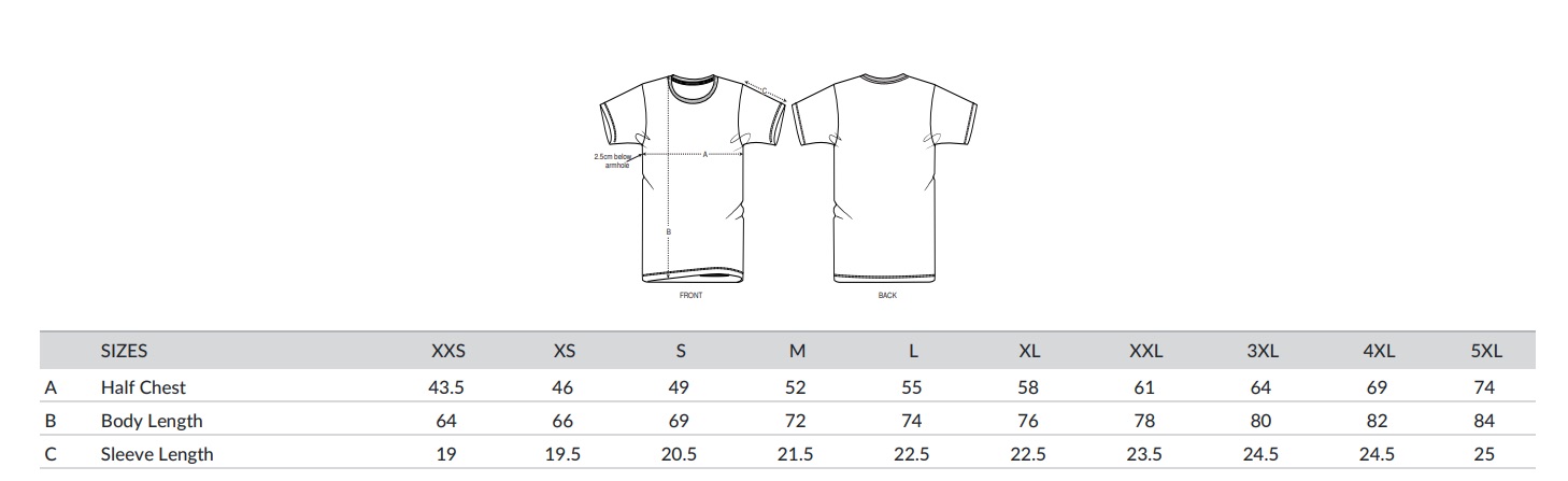 CREATOR T-Shirt Grössentabelle