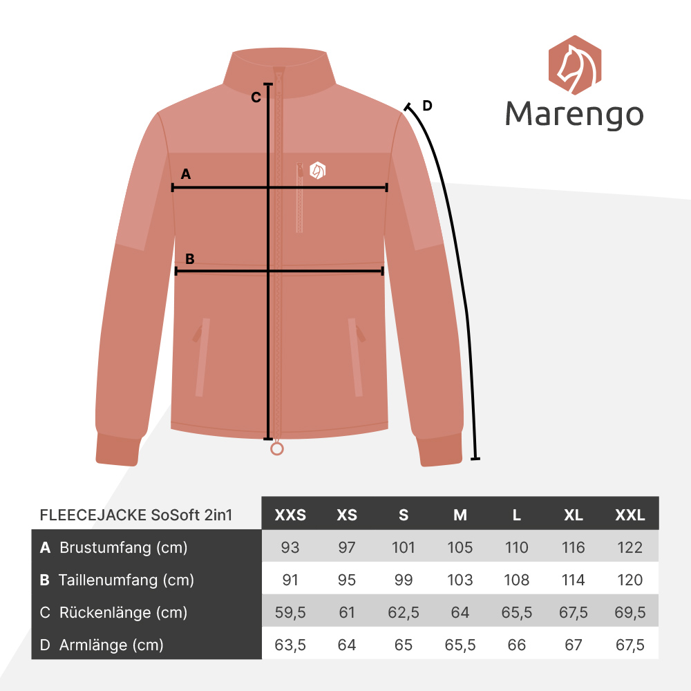 Marengo Grössentabelle Fleecejacke SoSoft 2in1