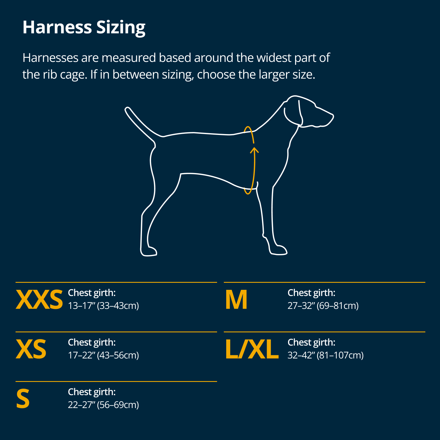 Grössentabelle Ruffwear Ridgeline™ Hundegeschirr
