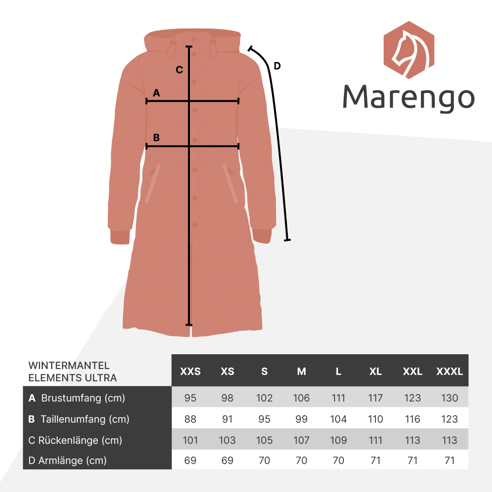 Grössentabelle Marengo Wintermantel Elements Ultra