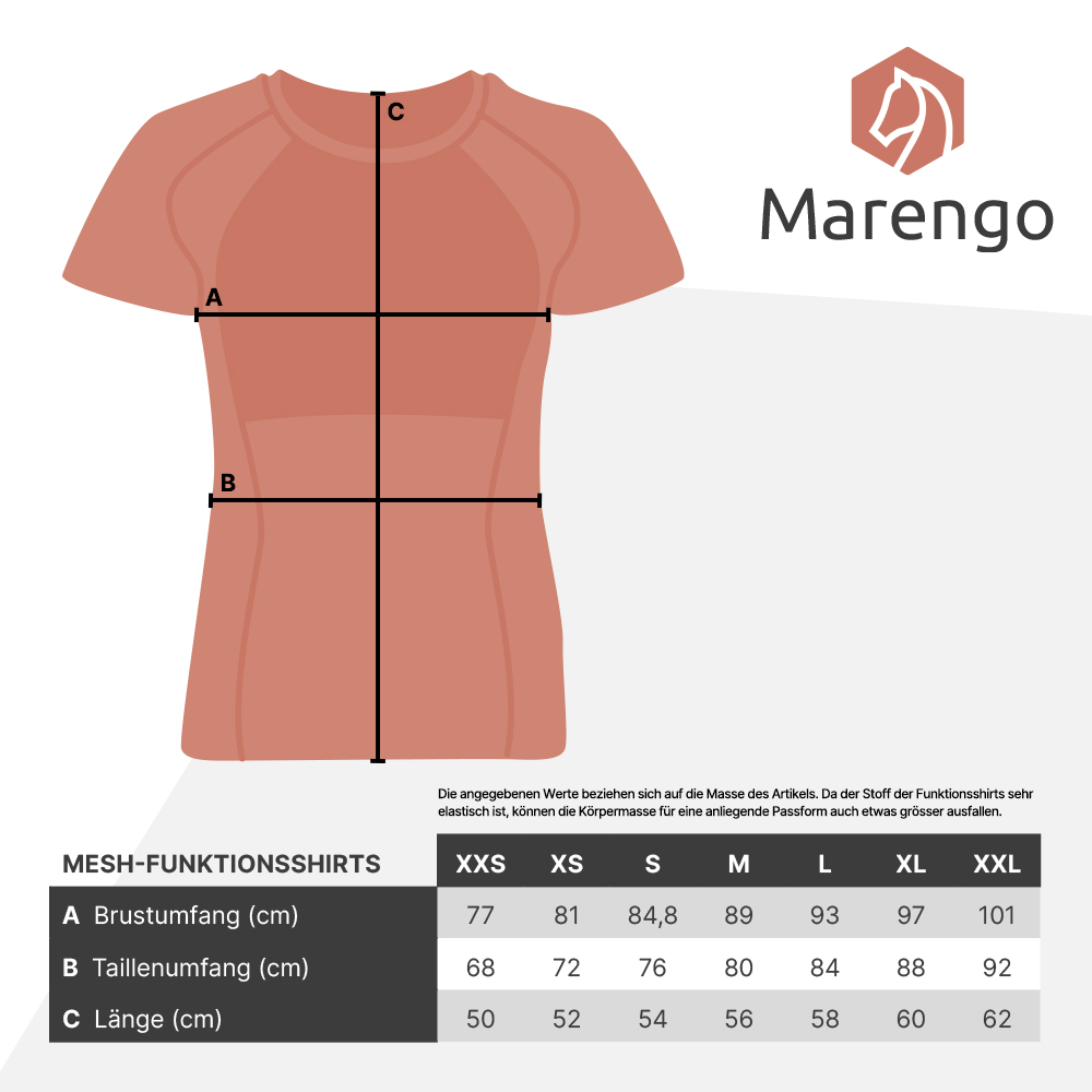 Grössentabelle Marengo Mesh-Funktionsshirts