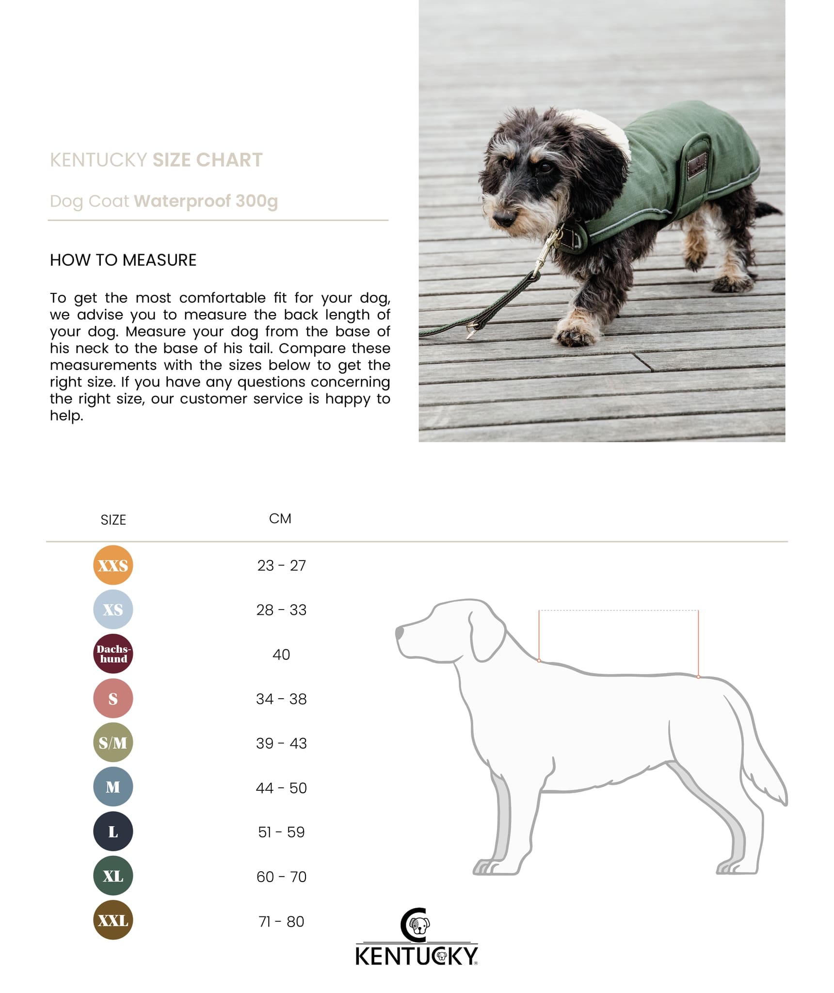 Grössentabelle Kentucky Hundemantel Wasserdicht